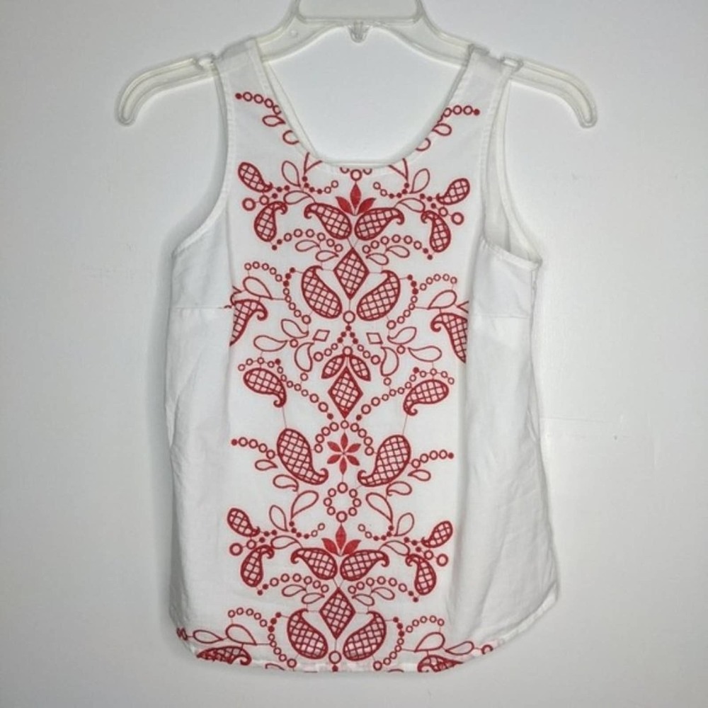 XXS Maison Jules Red Embroidered Top Tee Paisley A